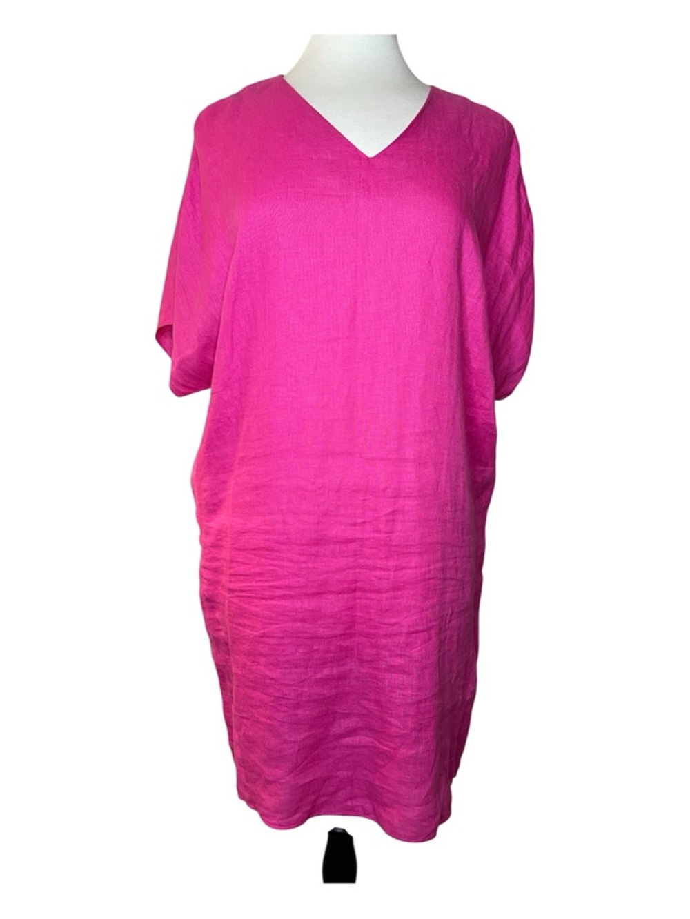 Chico’s Women’s Linen Swim Cover-Up Dress in Hot Pink Sz 0/4-6